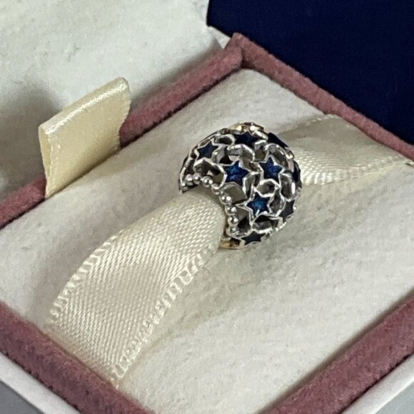 NWOT Pandora Night Sky Blue Enamel CZ Charm - 925 Sterling Silver 791371CZ - Picture 3 of 4